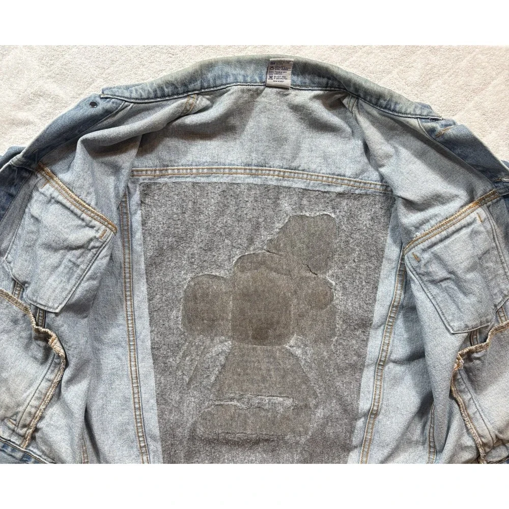 VTG ATSF Railroad Santa Fe Men's Train Denim Embossed Jean Jacket Med USA -2202